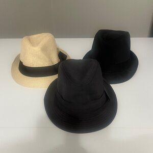 Lot of Grey, Black and Cream Fedora Hats